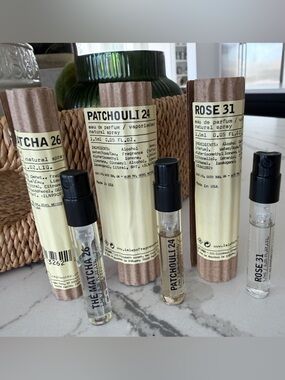 Le Labo Sample Sprays — The Matcha 26, Patchouli 24, Rose 31